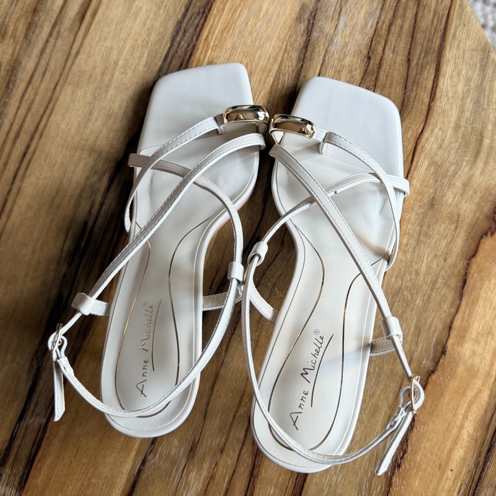 Judith Ivory Faux Leather Strap Heels